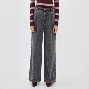 De rococo no 12 high rise super wide full length black jeans